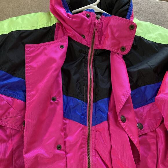 Sunice Ski Jacket Vtg Women’s Sz XL discipline Colorblock Pink Black Coat 80s 90 - Picture 9 of 16